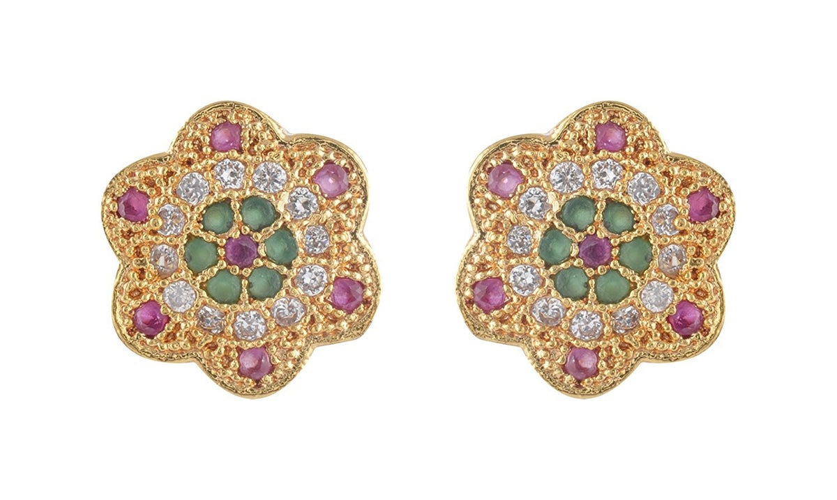 Green with Ruby Stone Stud