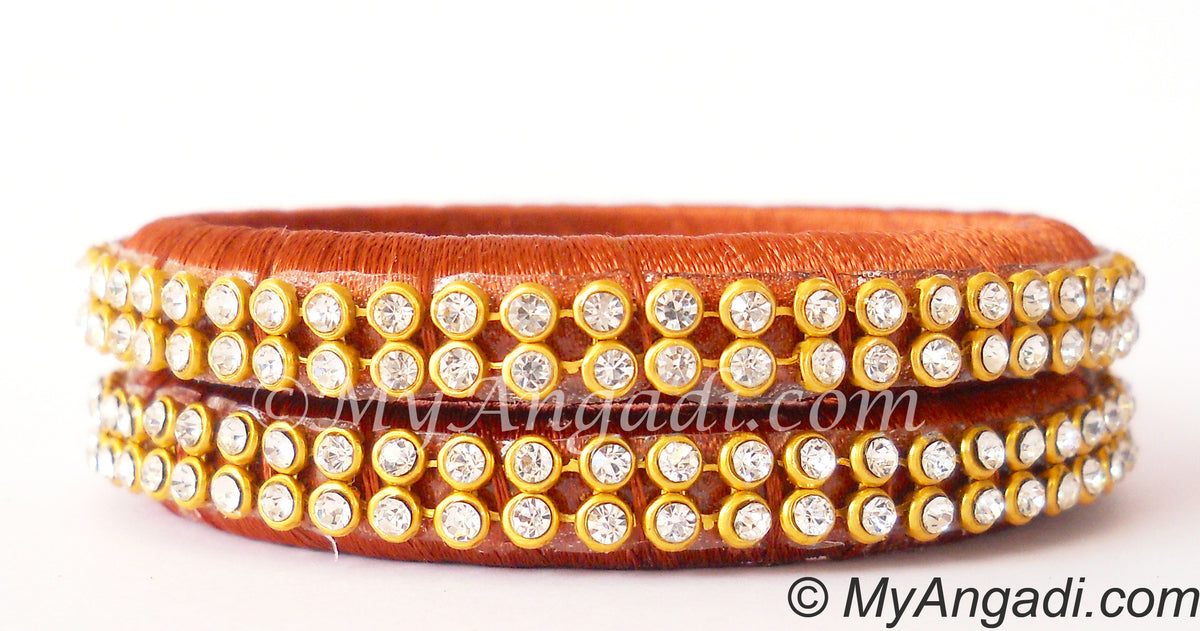Brick Red Colour Silk Thread Bangles-2 Set
