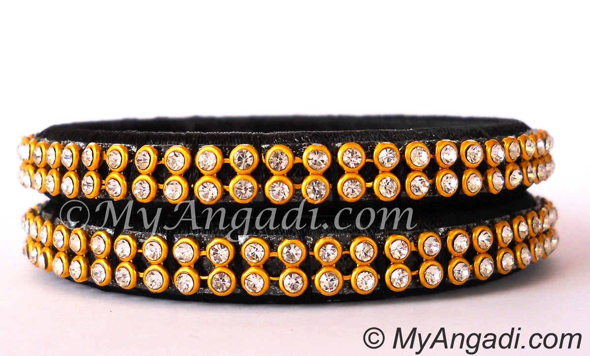 Black Colour Silk Thread Bangles-2 Set