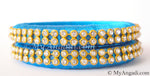 Blue Colour Silk Thread Bangles-2 Set