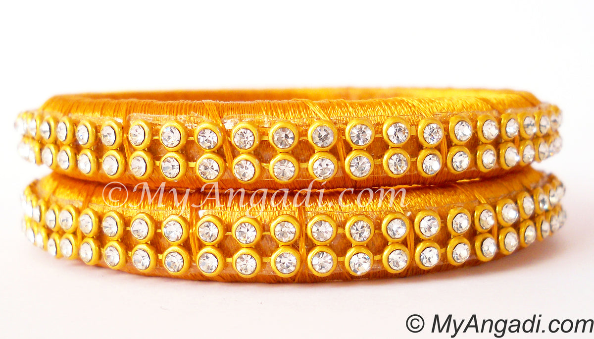 Golden Colour Silk Thread Bangles-2 Set
