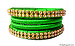 Lime Green Silk Thread Bangles-4 Set