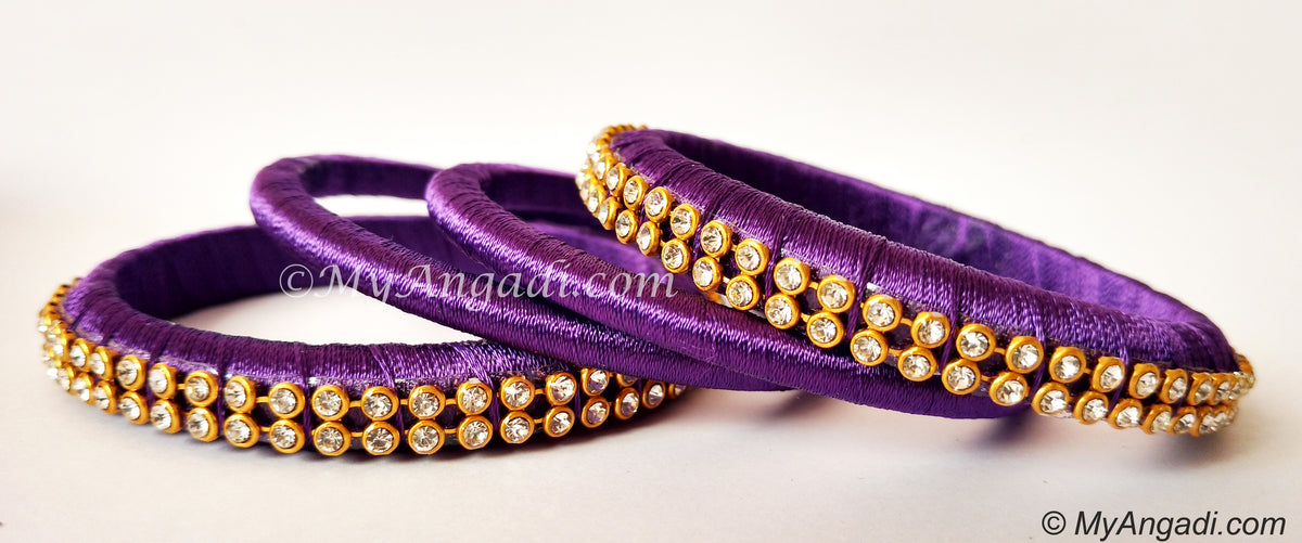 Violet Colour Silk Thread Bangles-4 Set