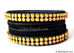Black Colour Silk Thread Bangles-4 Set