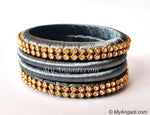 Grey Colour Silk Thread Bangles-4 Set