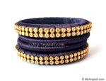 Dark Blue Colour Silk Thread Bangles-4 Set