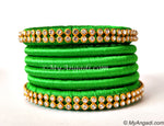 Lime Green Silk Thread Bangles-6 Set