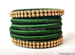 Dark Green Silk Thread Bangles-6 Set