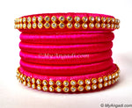 Pink Silk Thread Bangles-6 Set
