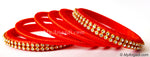 Orange Colour Silk Thread Bangles-6 Set