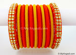 Orange Colour Silk Thread Bangles-11 Set