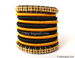Black Colour Silk Thread Bangles-11 Set