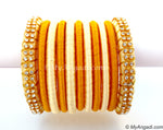 Ivory Colour Silk Thread Bangles-11 Set