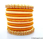 Ivory Colour Silk Thread Bangles-11 Set