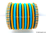 Blue Colour Silk Thread Bangles-11 Set