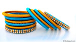 Blue Colour Silk Thread Bangles-11 Set