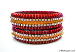 Red Colour Silk Thread Bangles-Triple Set