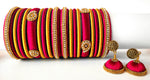 Magenta Grand Wedding Silk Thread Bangle Set with Jhumka Earrings
