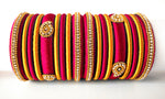 Magenta Grand Wedding Silk Thread Bangle Set with Jhumka Earrings