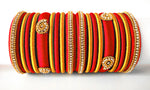 Red Grand Wedding Silk Thread Bangle Set with Jhumka Earrings