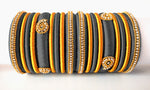 Grey Grand Wedding Silk Thread Bangle Set with Jhumka Earrings