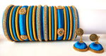 Blue Grand Wedding Silk Thread Bangle Set with Jhumka Earrings