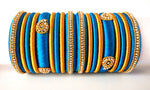 Blue Grand Wedding Silk Thread Bangle Set with Jhumka Earrings