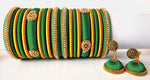 Teal Green Grand Wedding Silk Thread Bangle Set with Jhumka Earrings