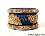 Dark Blue Grand Kada Bridal Silk Thread Bangle Set