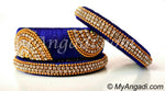 Royal Blue Grand Kada Bridal Silk Thread Bangle Set