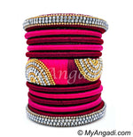 Magenta- Pink Colour Grand Kada Bridal Silk Thread Bangle Set