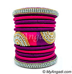 Purple - Pink Colour Grand Kada Bridal Silk Thread Bangle Set