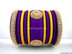 Violet with Gold Combination Grand Kada Bridal Silk Thread Bangle Set