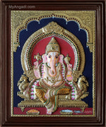 Ganesha Double Emboss Tanjore Painting