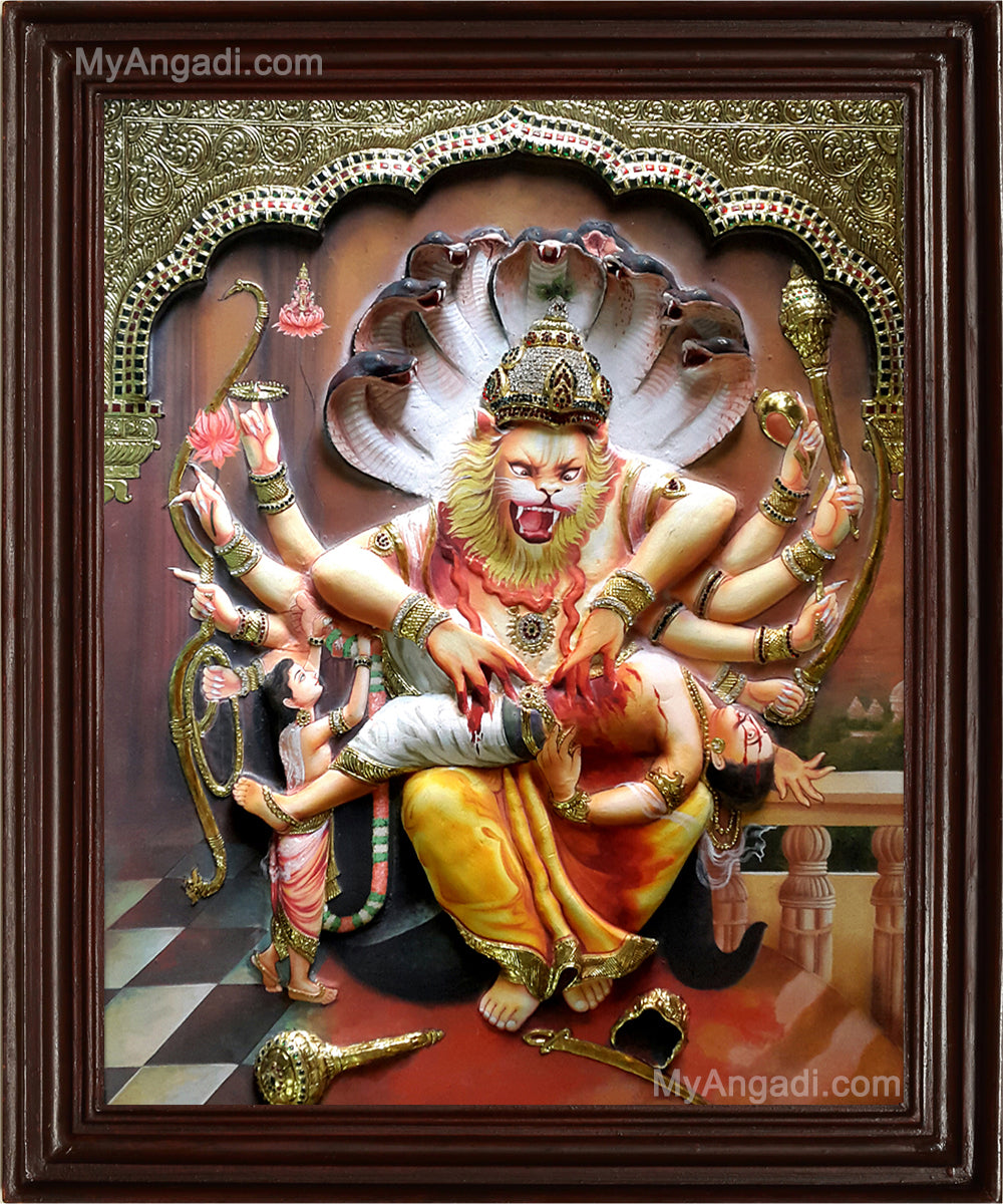 Ukkara Narasimhar 3D Tanjore Painting