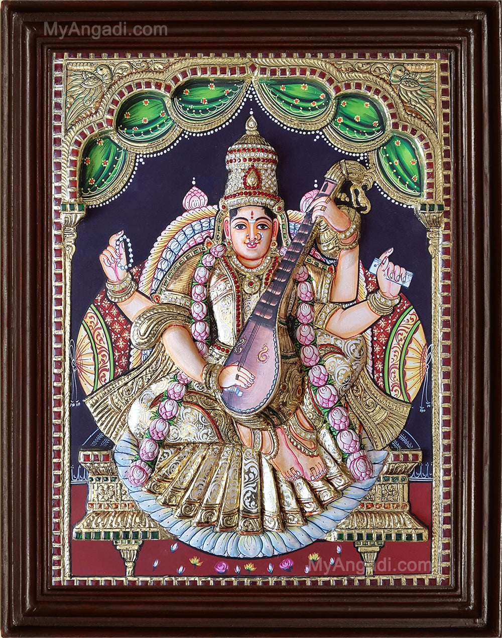Saraswathi3D Tanjore Painting