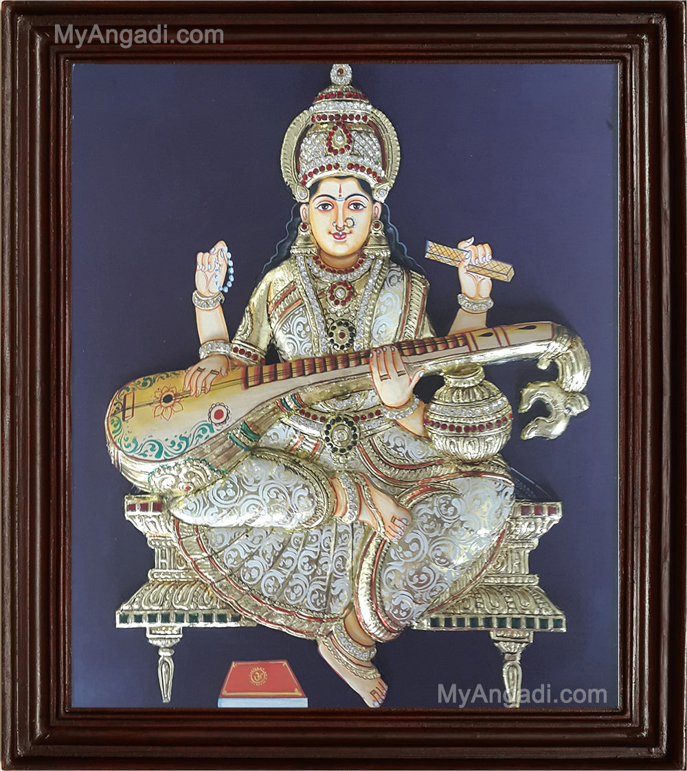 Saraswathi 3D Tanjore Painting