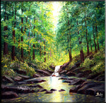 Water Fall Natural Scenary Oil Painting