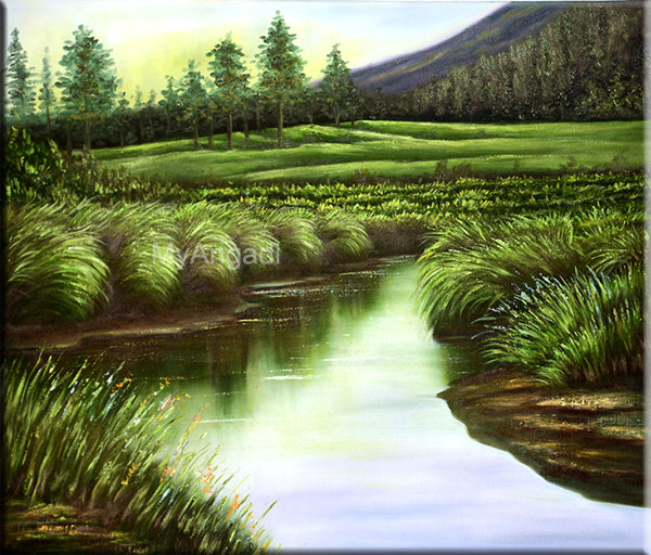 River Natural Scenary Oil Painting