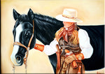 Horse with a Lady Oil Painting