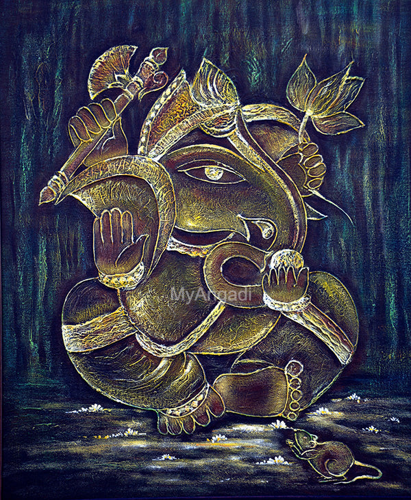 Ganesha Acrylic Mural Painting