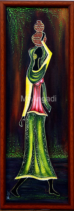 Water Pot Lady Acrylic Mural Painting