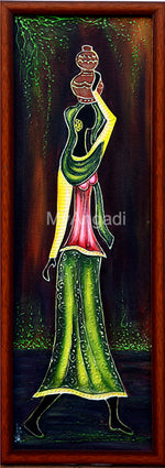 Water Pot Lady Acrylic Mural Painting