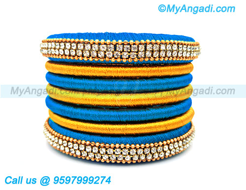 Blue Colour Silk Thread Bangles