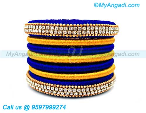 Royal Blue Colour Silk Thread Bangles