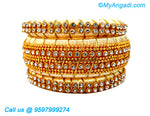 Ivory Colour Silk Thread Bangles with Gold Jari