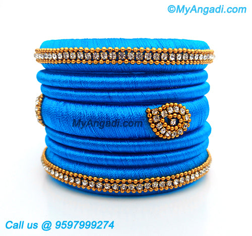 Blue Colour Silk Thread Bangles
