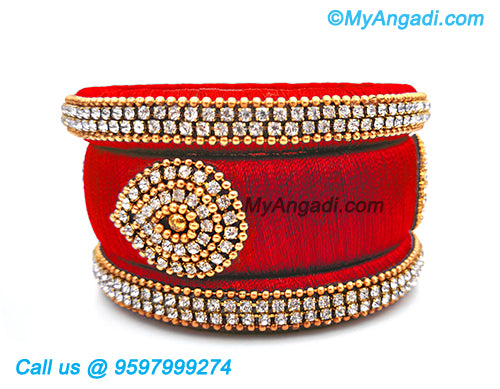 Red Colour Silk Thread Bangles