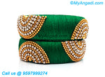 Green Colour Silk Thread Bangles