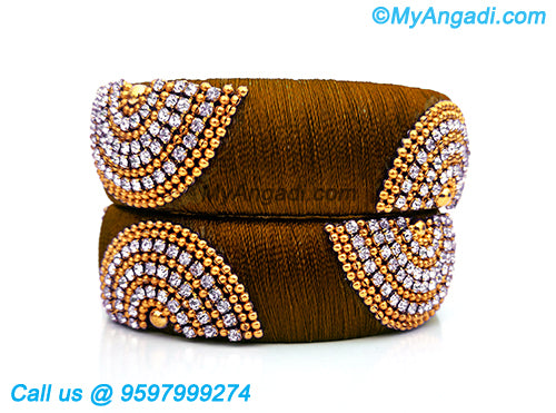 Kakki Colour Silk Thread Bangles